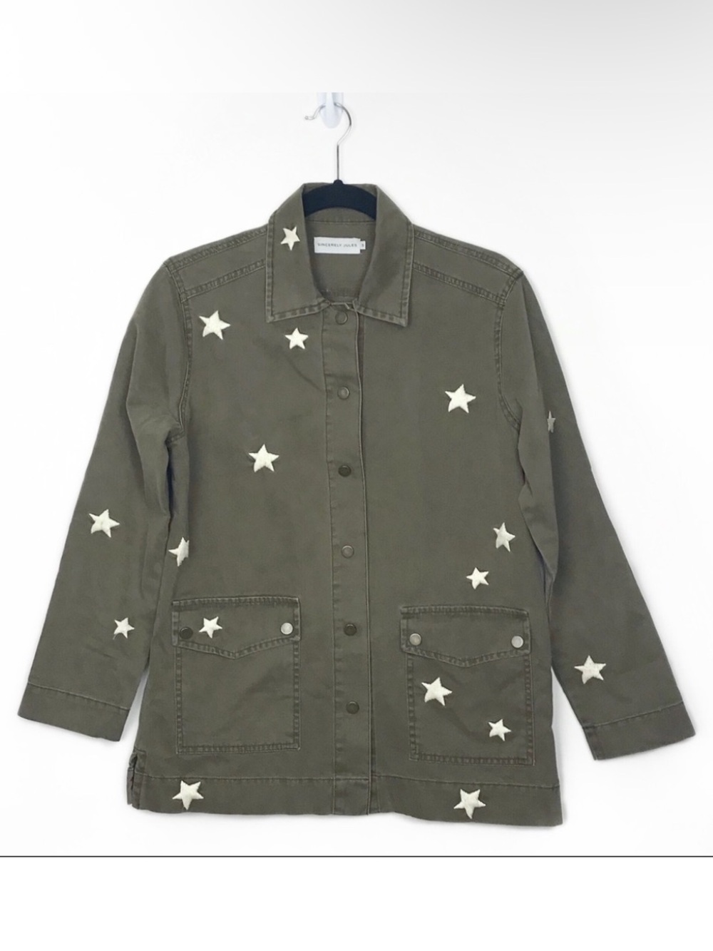 Sincerely Jules Green Star Embroidered Utility Jacket